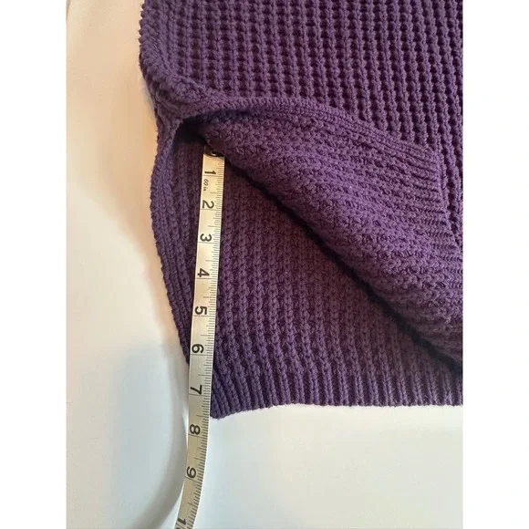 Lands End Purple Chunky Cable Knit Cowlneck Sweater Womens XL - Picture 4 of 7
